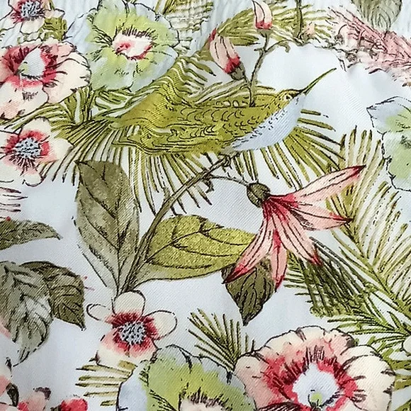 J Jill Shorts Women's Size 4X‎ Tropical Bird Floral Pull-on Drawstring Ti… - Picture 9 of 12